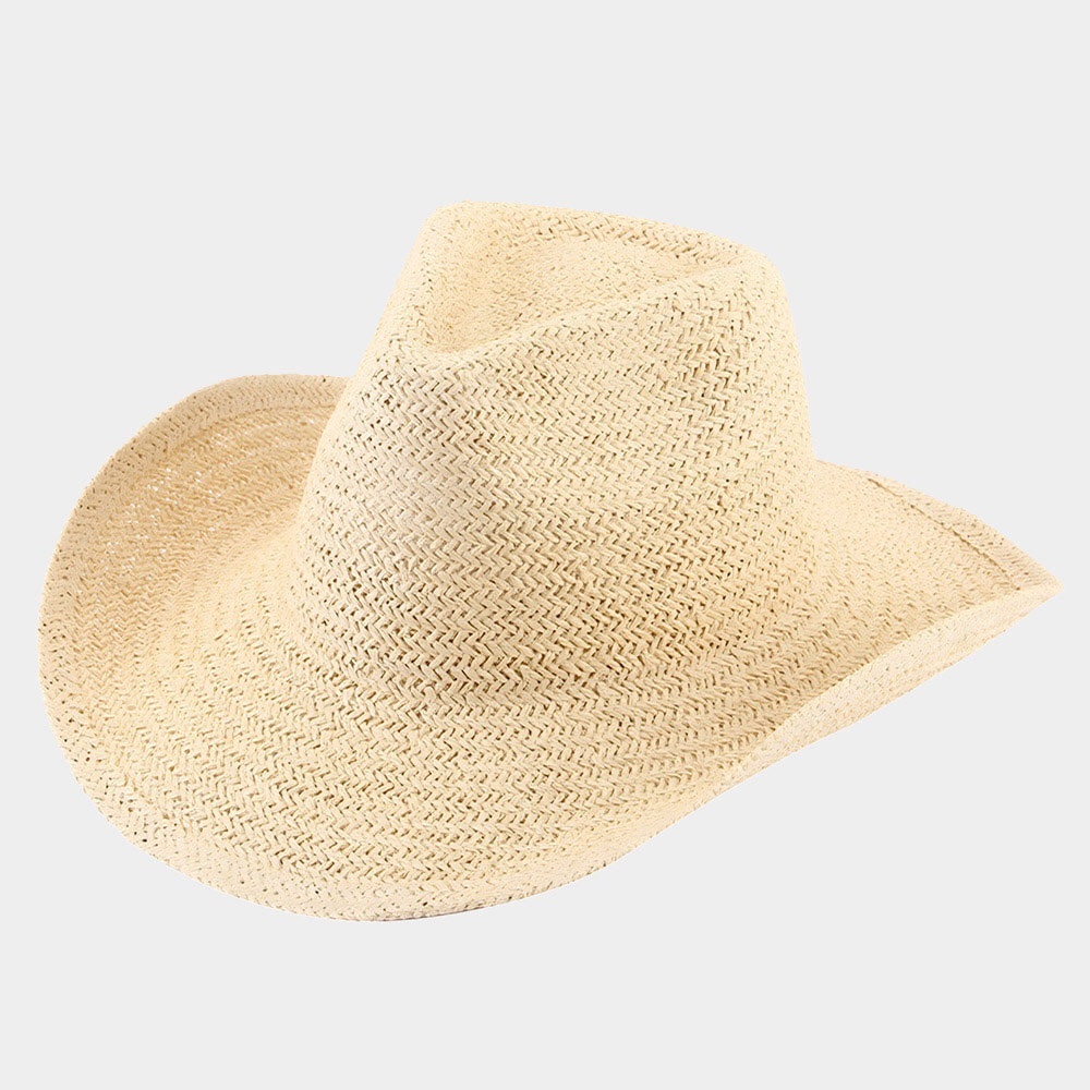 Western Cowboy Fedora  Wide Brim Straw Floppy Hat - Picture 2 of 2